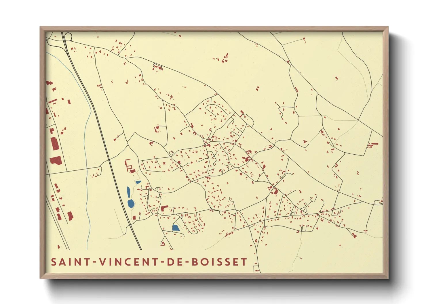 Une affiche de carte sur Saint-Vincent-de-Boisset