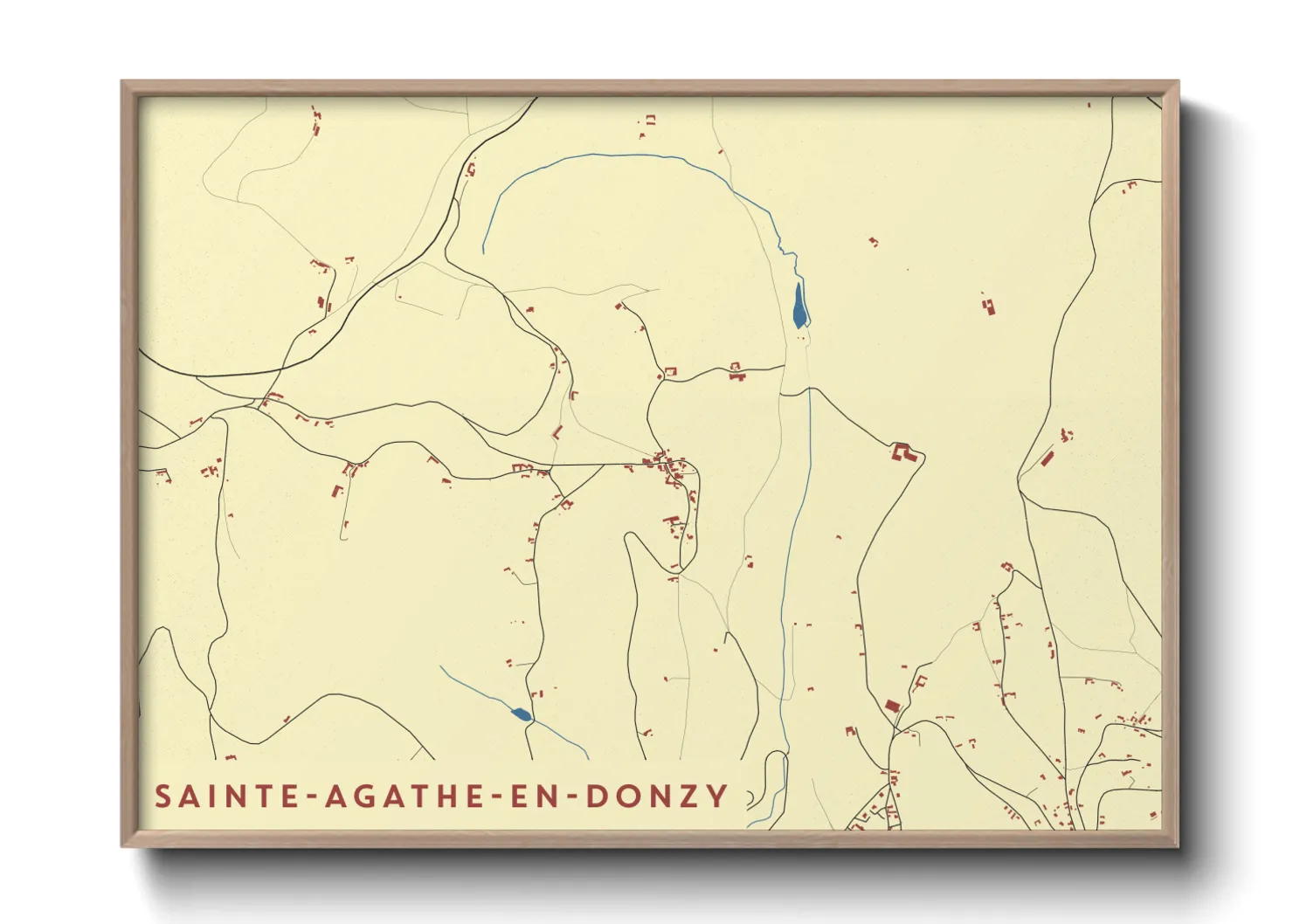 Une affiche de carte sur Sainte-Agathe-en-Donzy