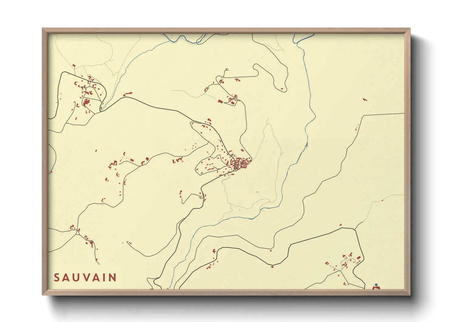 Une affiche de carte sur Sauvain