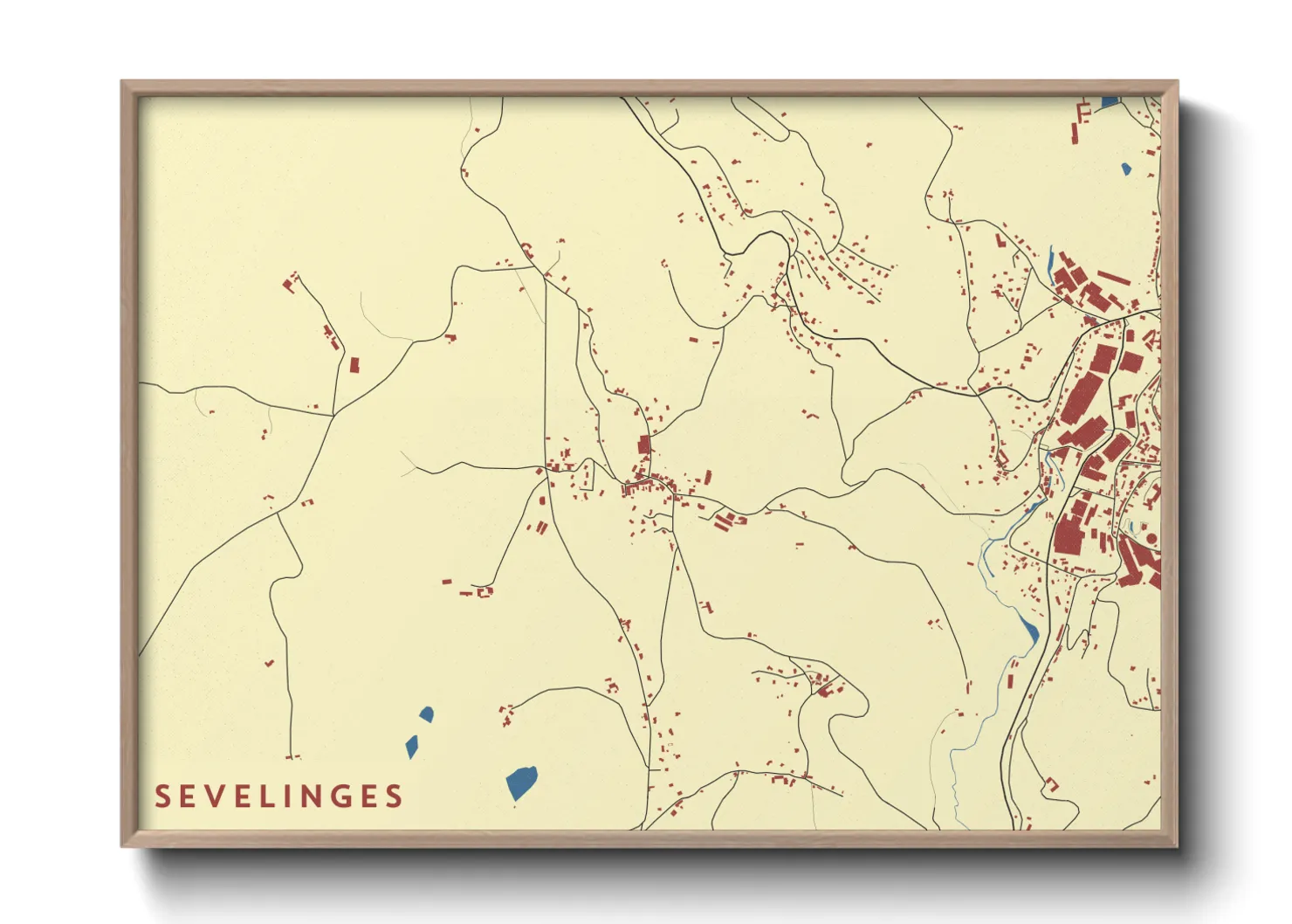 Une affiche de carte sur Sevelinges