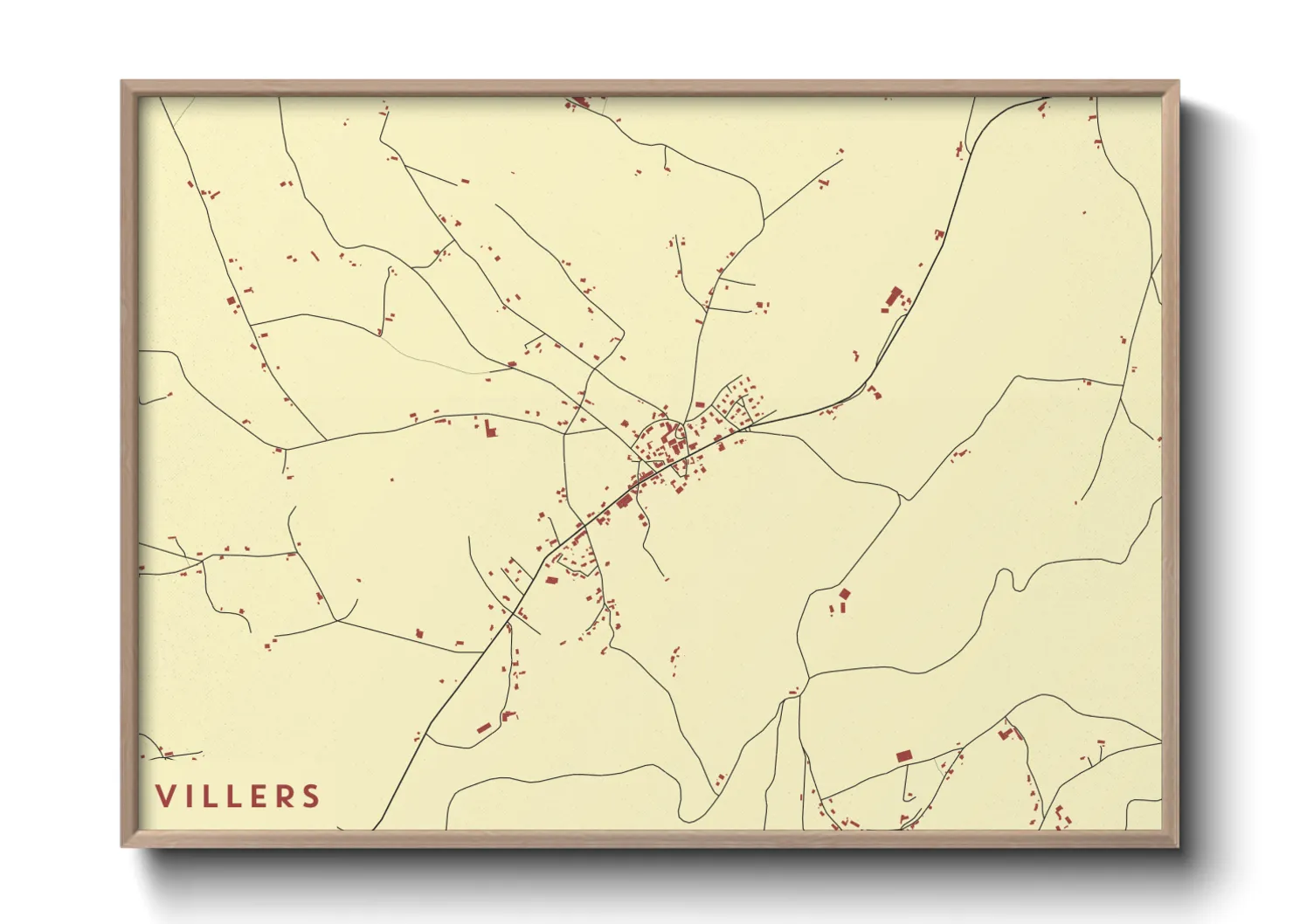 Une affiche de carte sur Villers