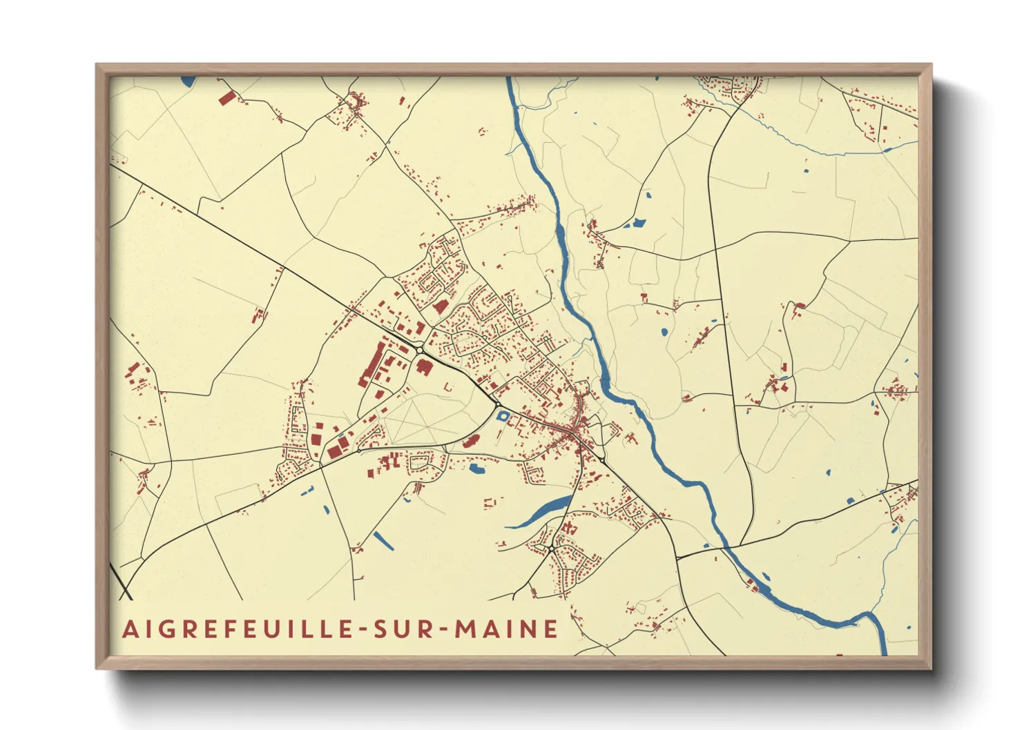 Une affiche de carte sur Aigrefeuille-sur-Maine