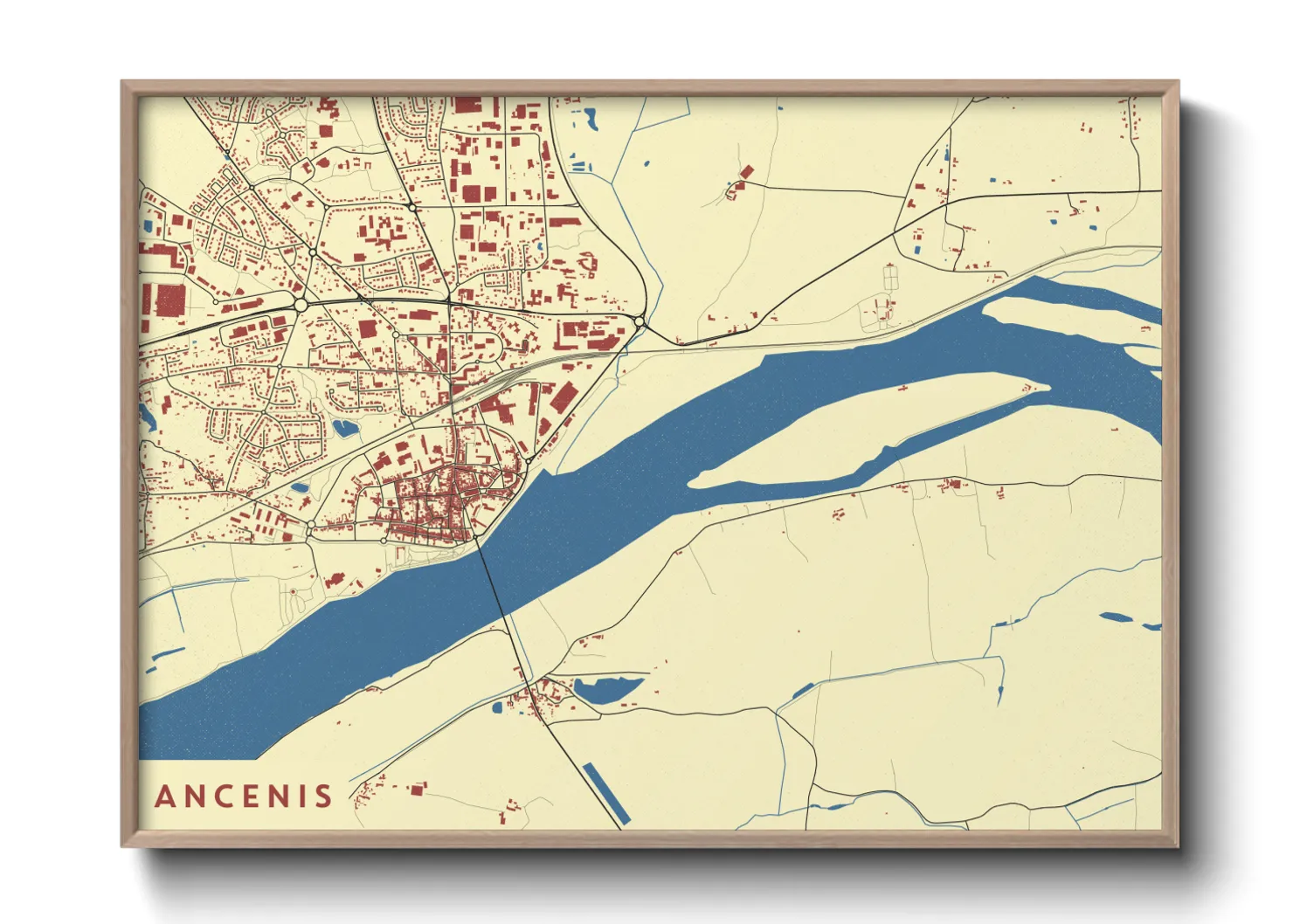 Une affiche de carte sur Ancenis