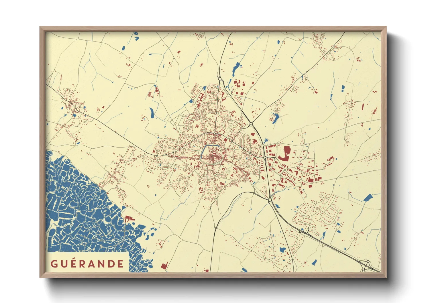 Une affiche de carte sur Guérande
