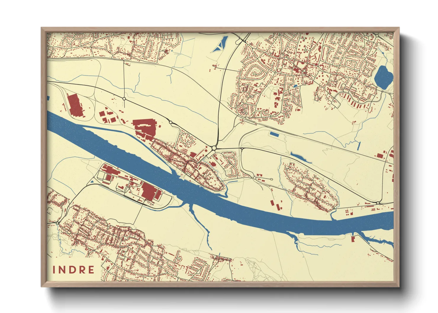 Une affiche de carte sur Indre