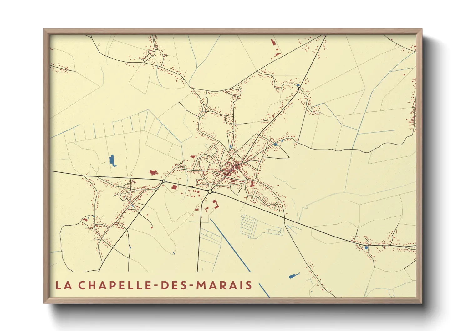 Une affiche de carte sur La Chapelle-des-Marais