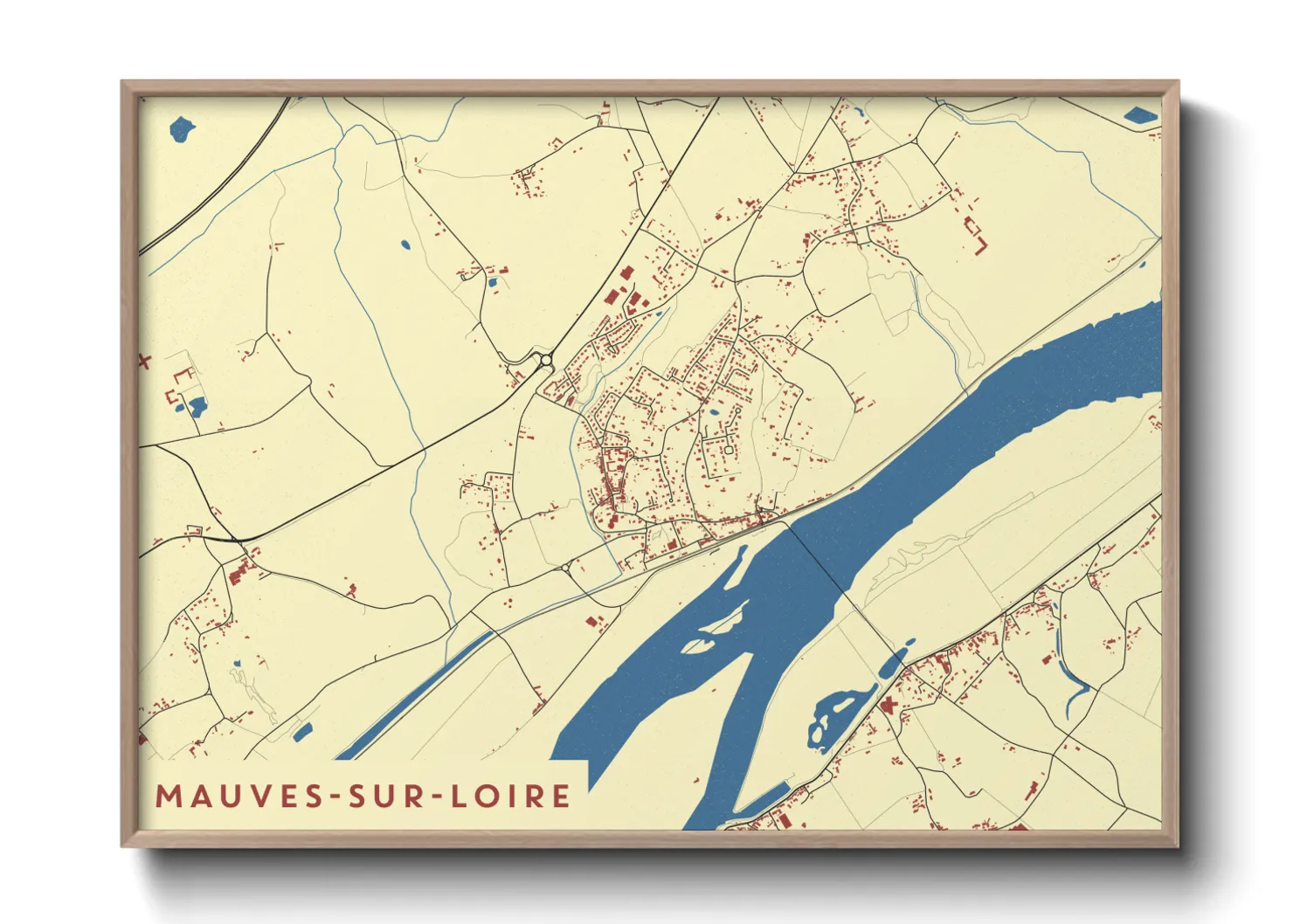 Une affiche de carte sur Mauves-sur-Loire