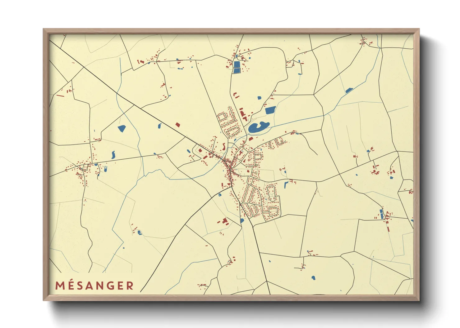 Une affiche de carte sur Mésanger