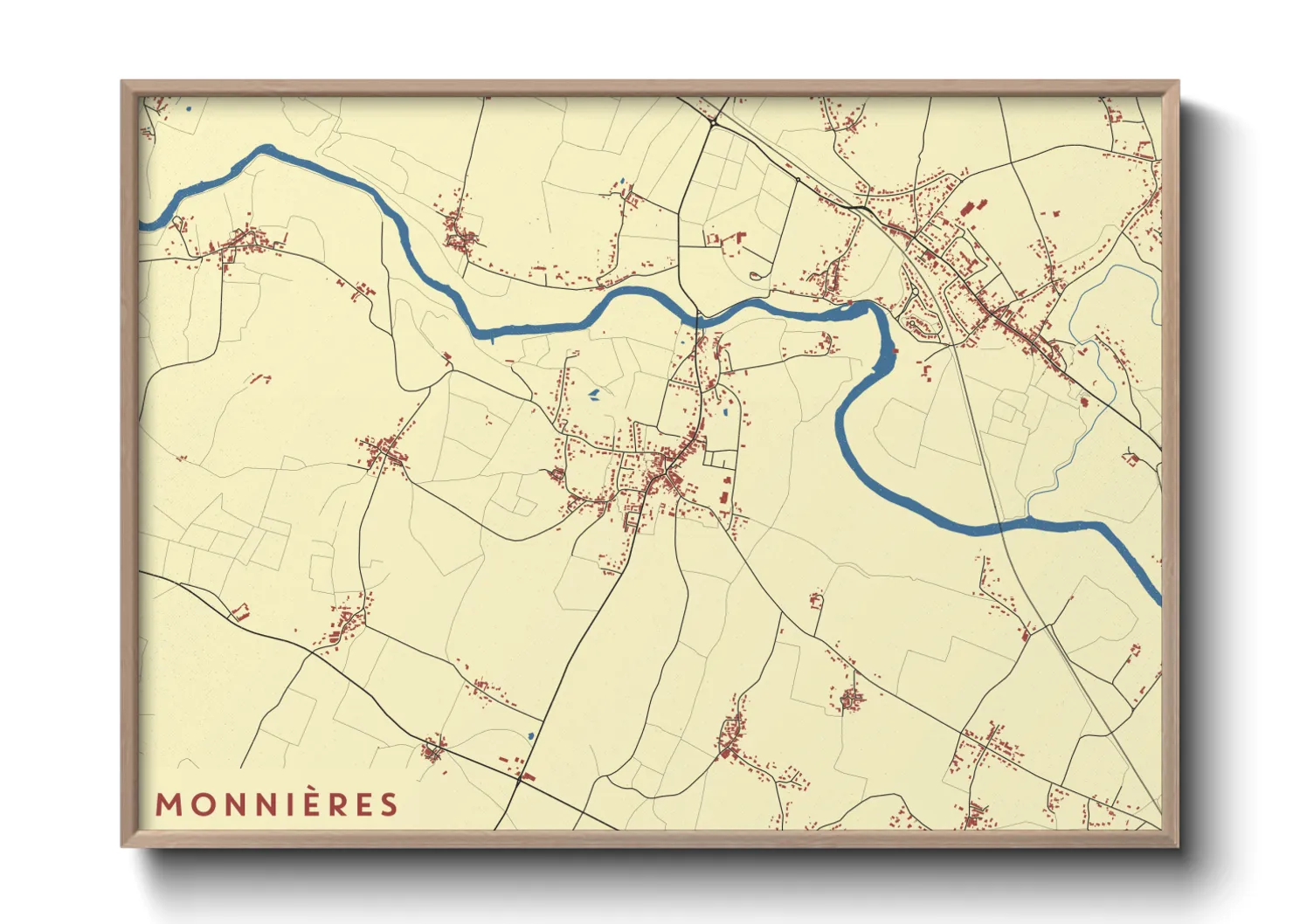 Une affiche de carte sur Monnières