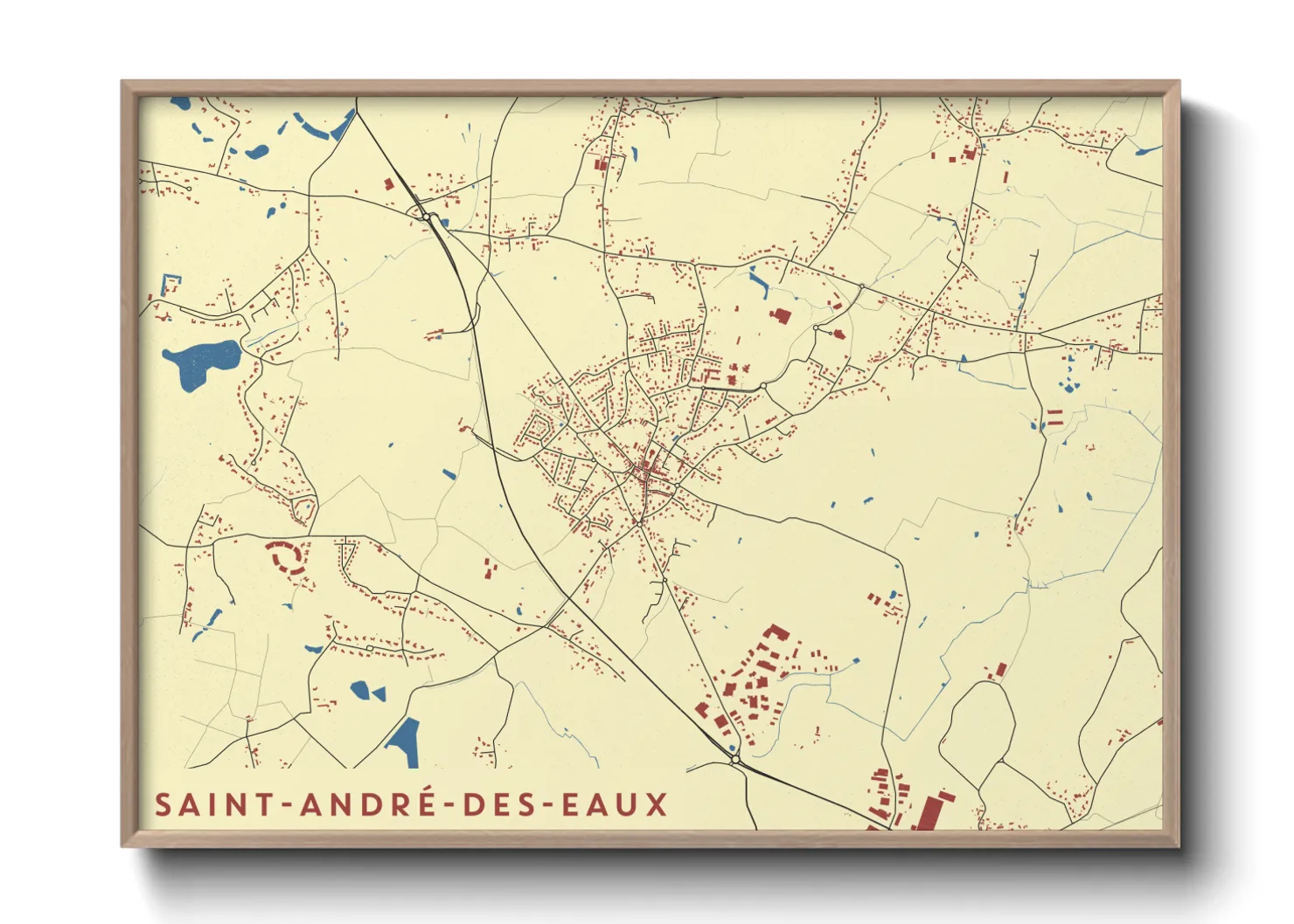 Une affiche de carte sur Saint-André-des-Eaux
