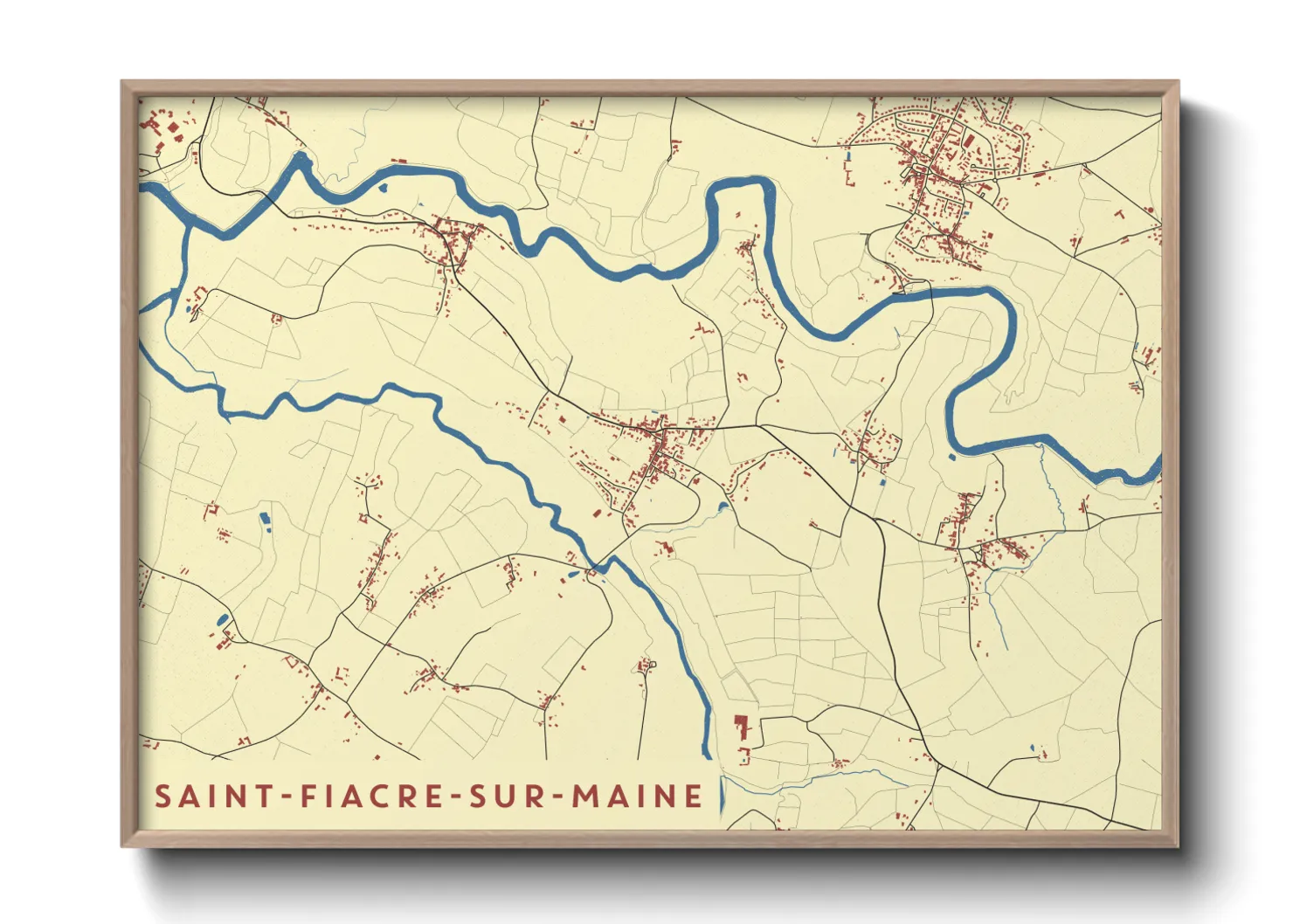 Une affiche de carte sur Saint-Fiacre-sur-Maine