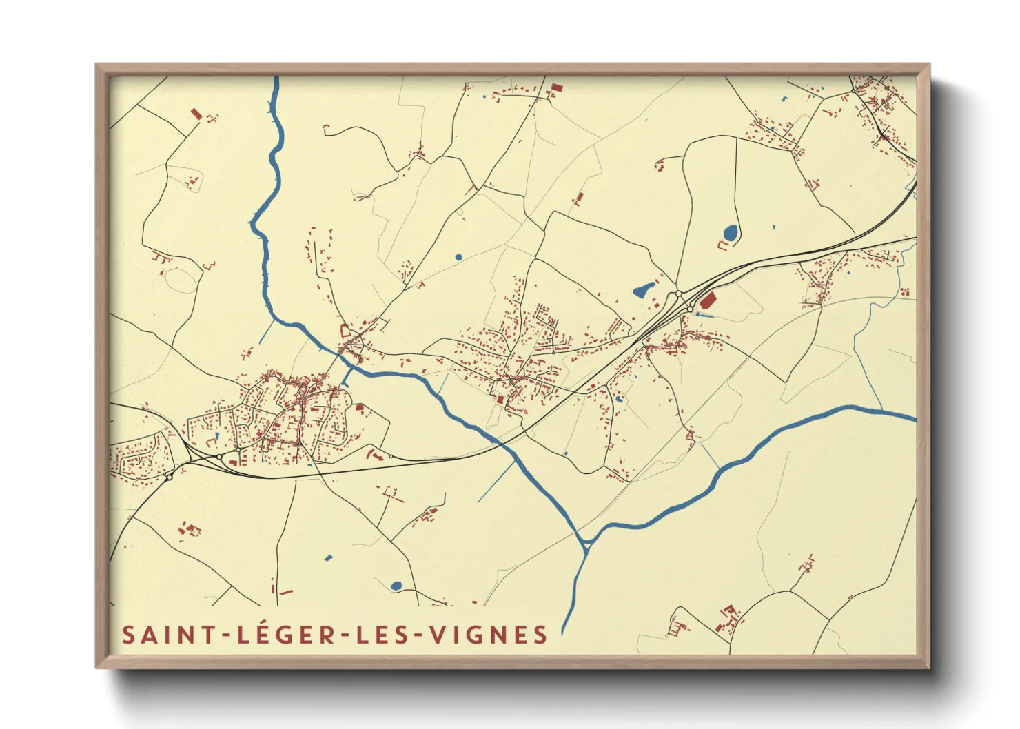 Une affiche de carte sur Saint-Léger-les-Vignes