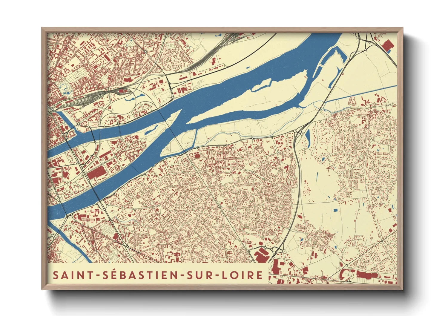 Une affiche de carte sur Saint-Sébastien-sur-Loire