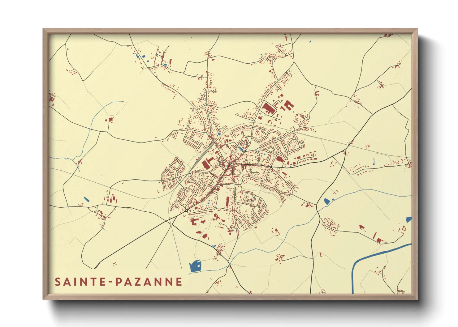 Une affiche de carte sur Sainte-Pazanne