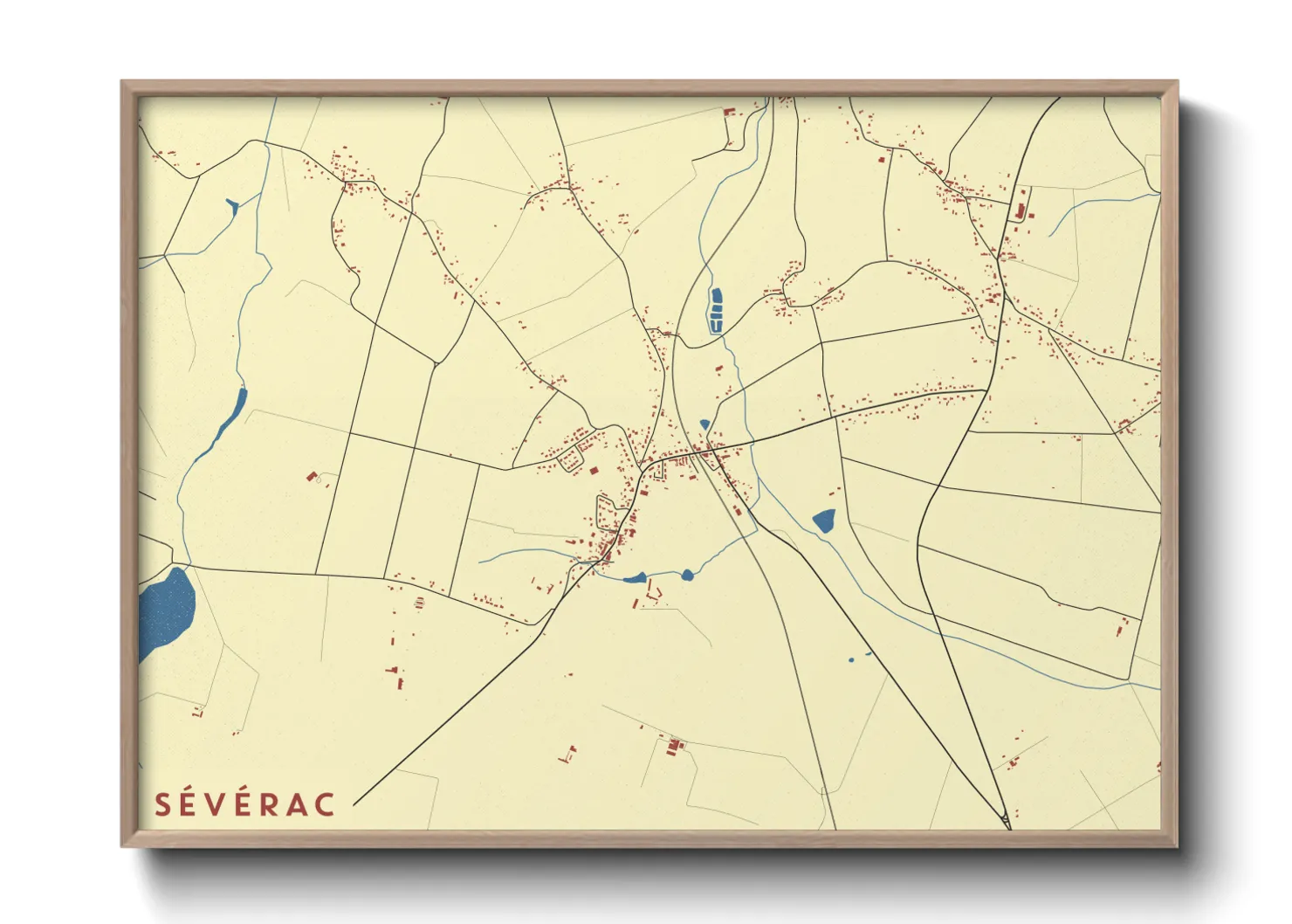 Une affiche de carte sur Sévérac