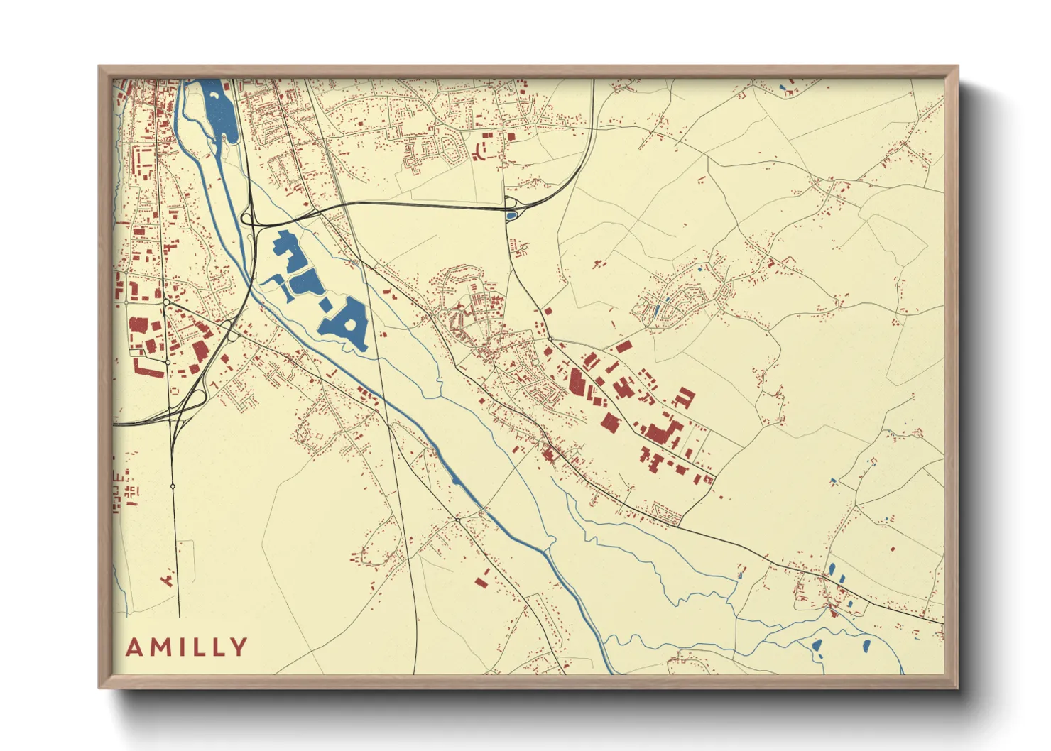 Une affiche de carte sur Amilly