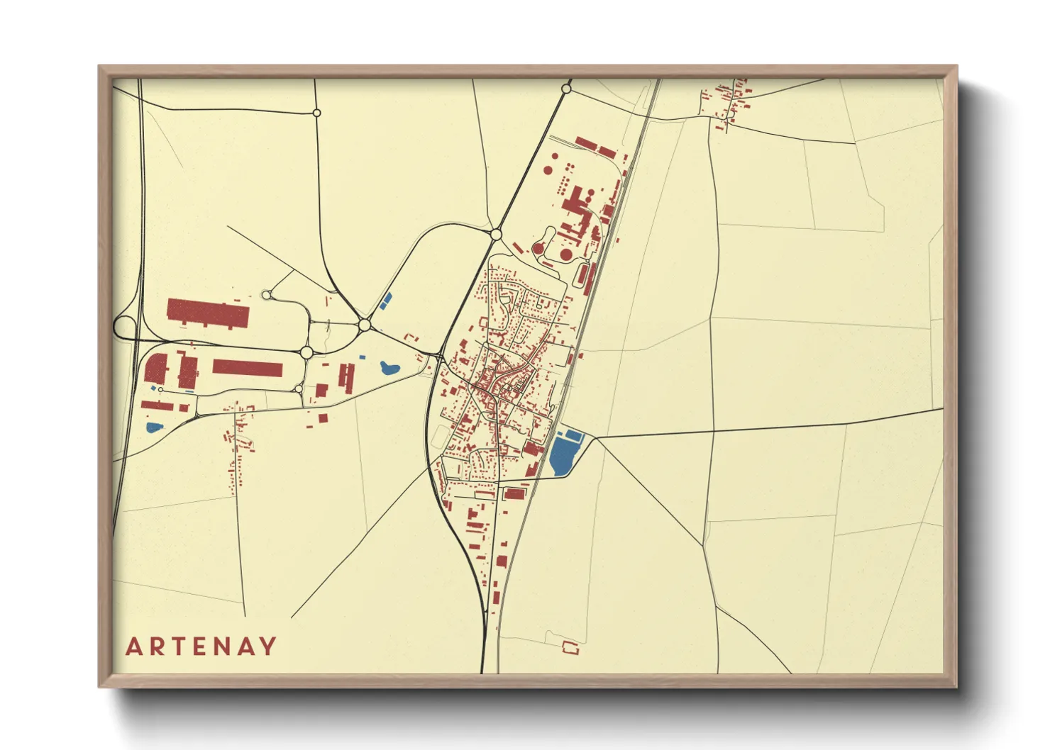 Une affiche de carte sur Artenay