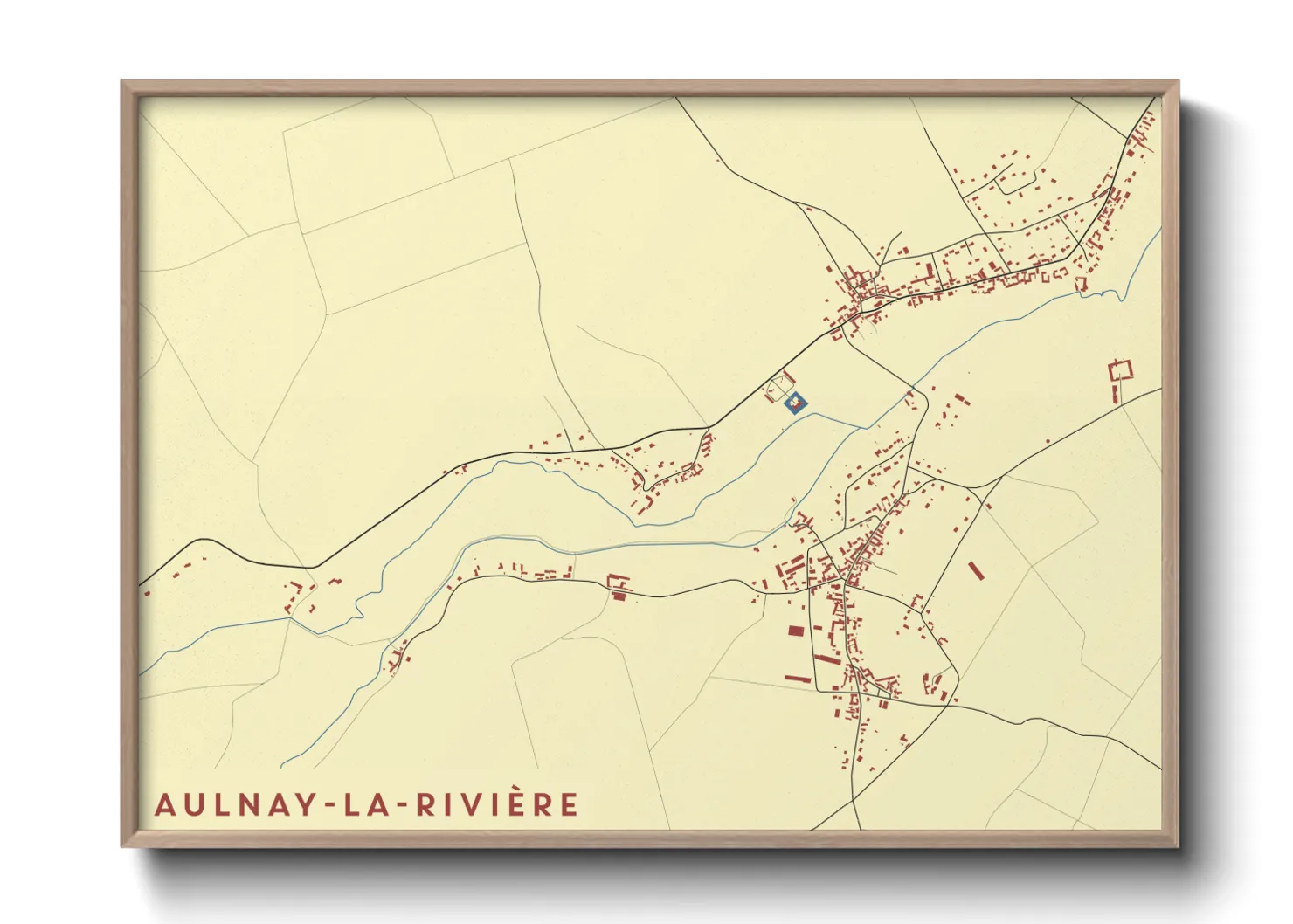Une affiche de carte sur Aulnay-la-Rivière