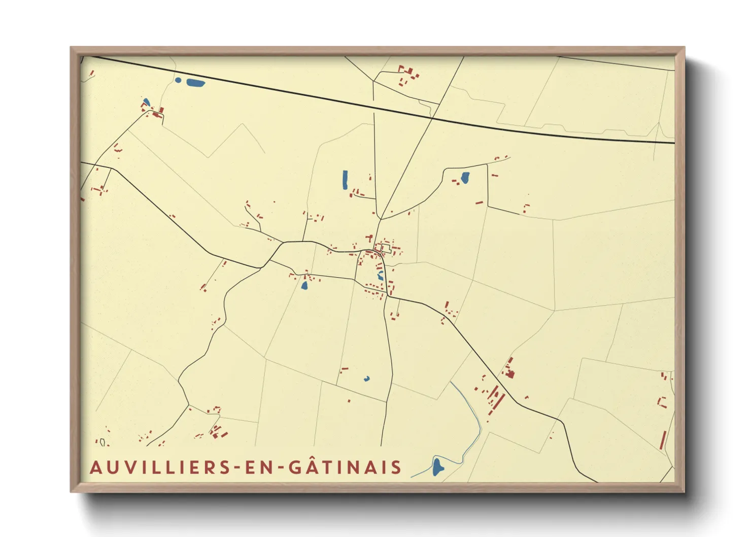 Une affiche de carte sur Auvilliers-en-Gâtinais