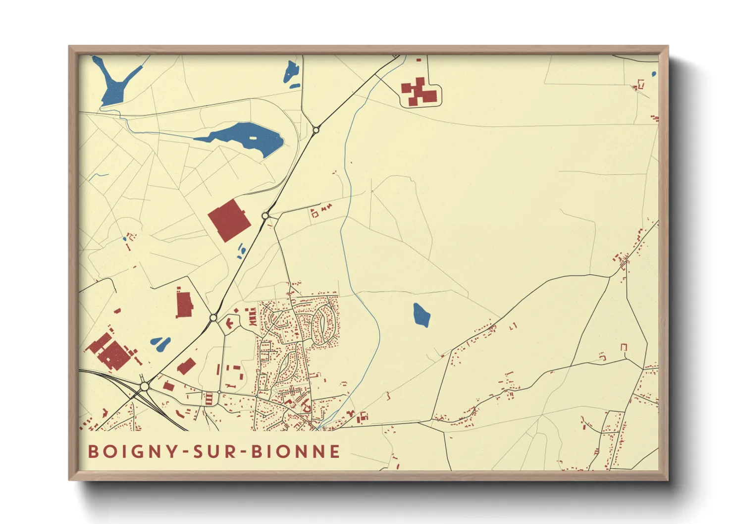Une affiche de carte sur Boigny-sur-Bionne