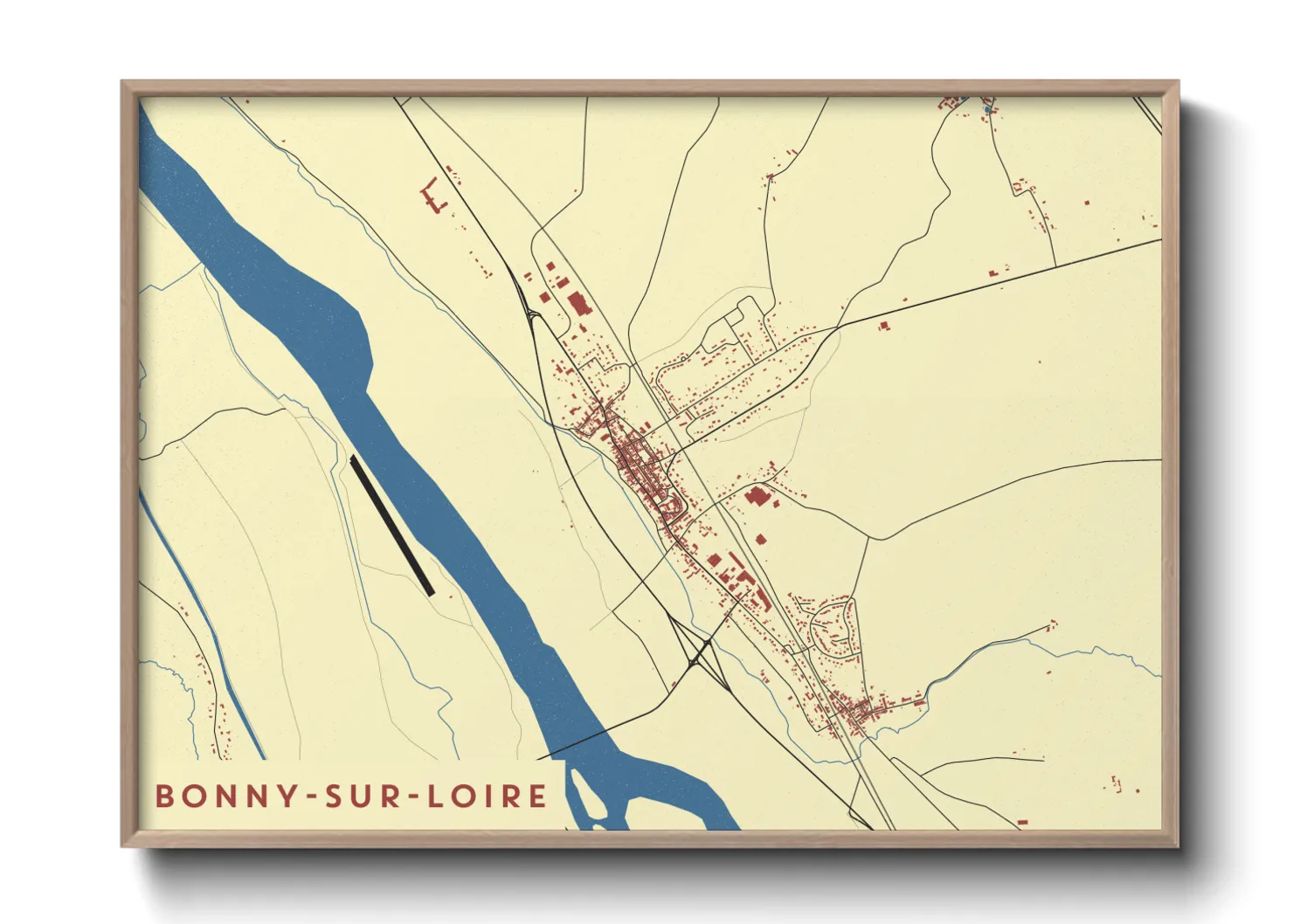 Une affiche de carte sur Bonny-sur-Loire