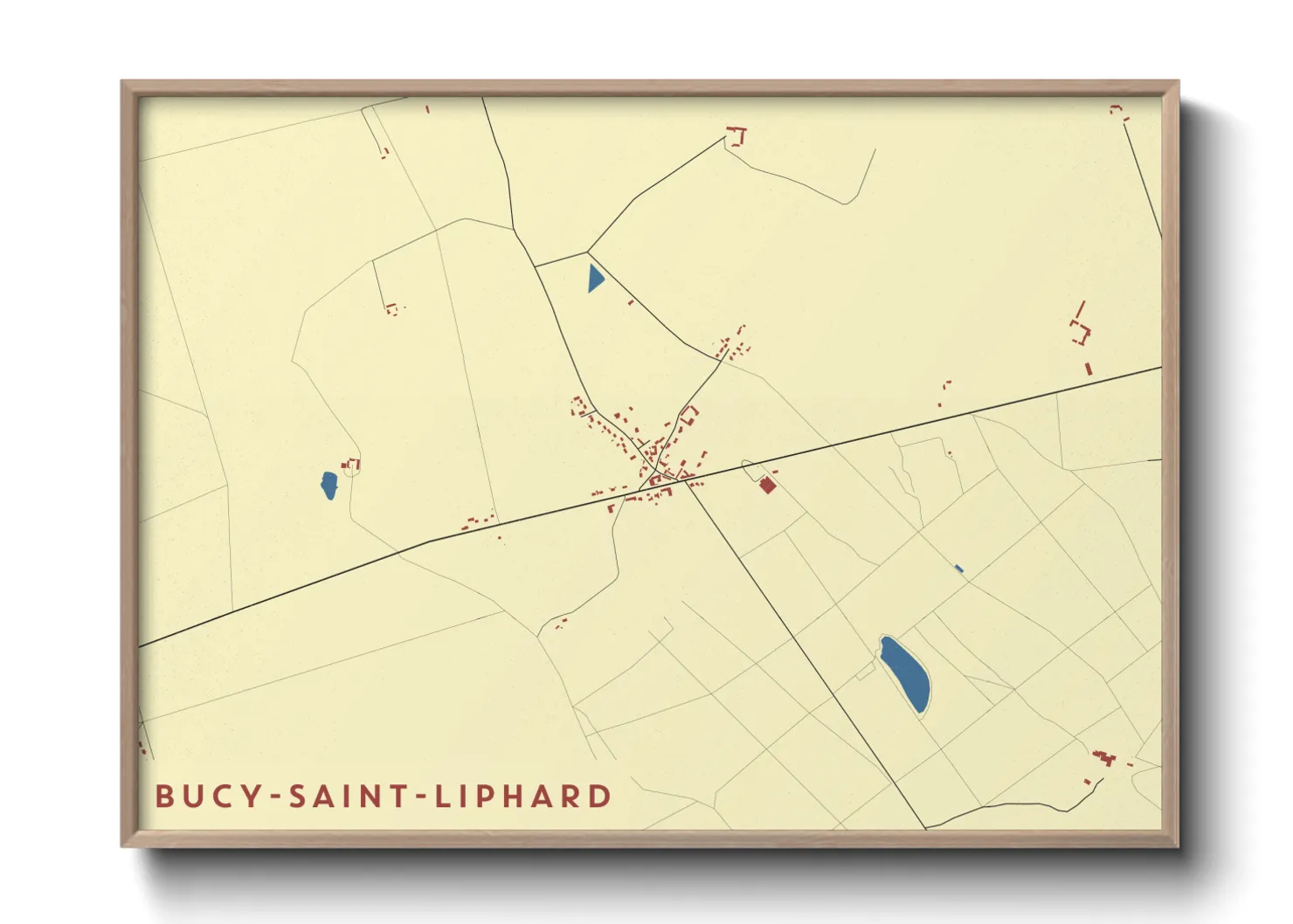 Une affiche de carte sur Bucy-Saint-Liphard