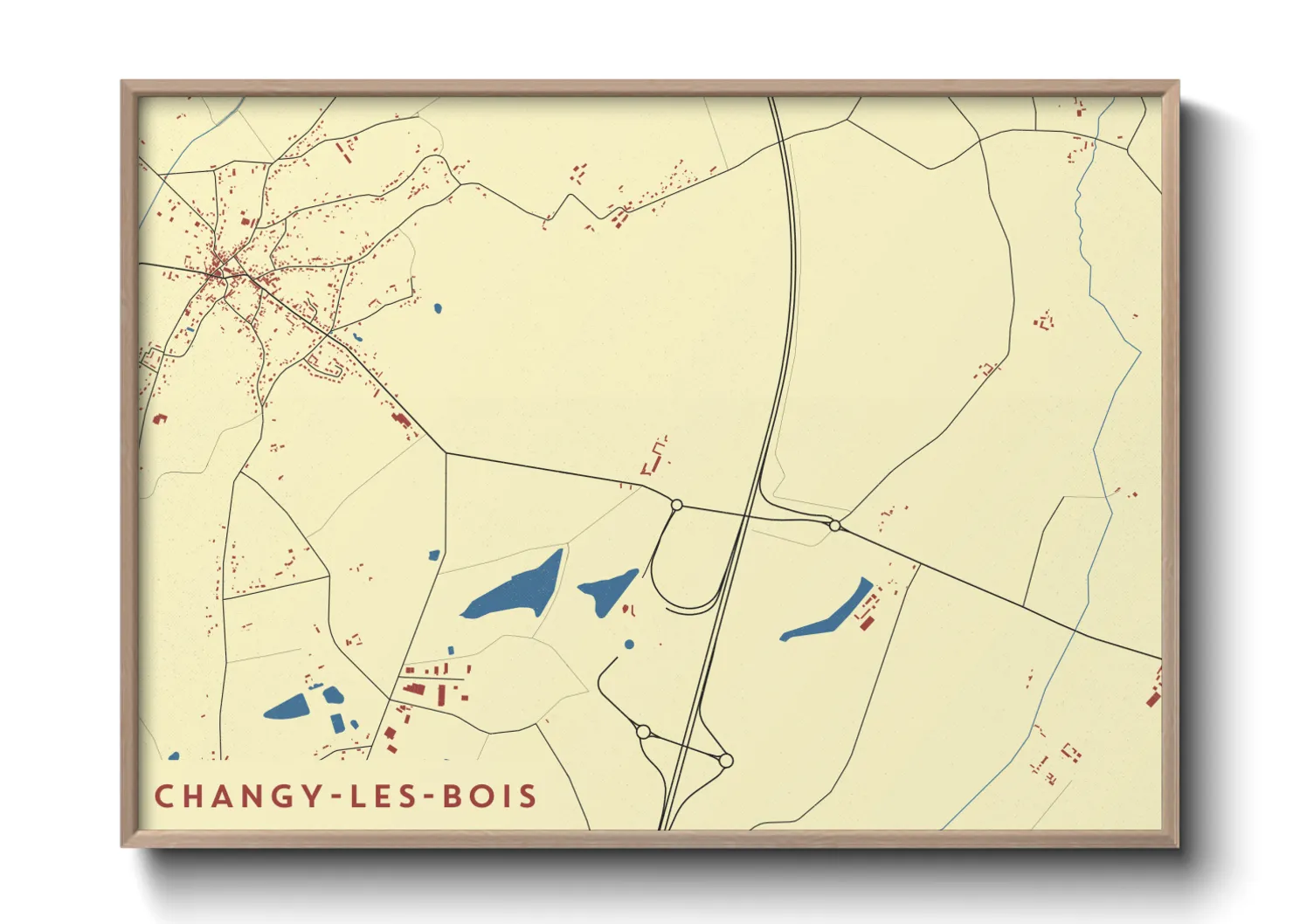 Une affiche de carte sur Changy-les-Bois