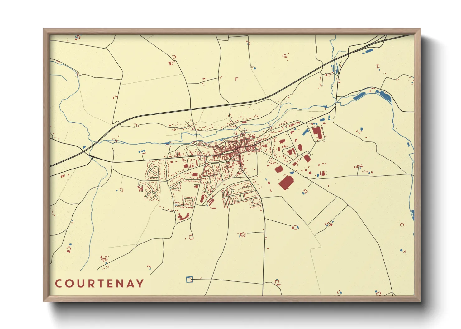 Une affiche de carte sur Courtenay