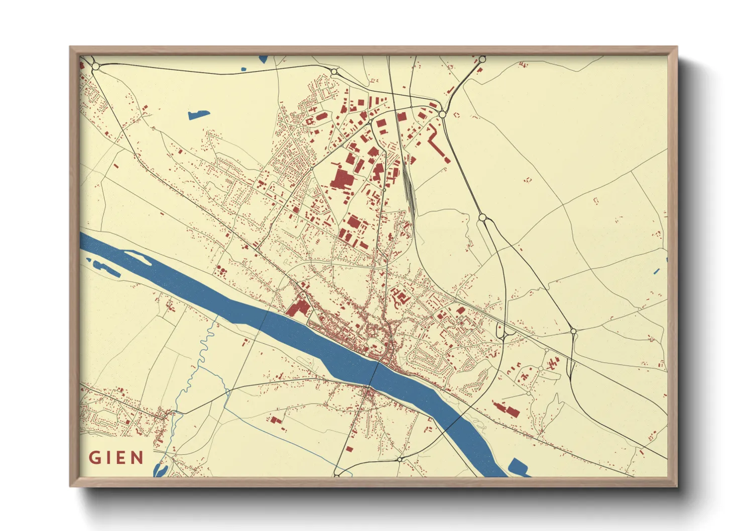 Une affiche de carte sur Gien