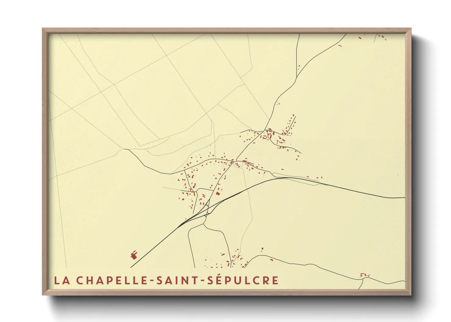 Une affiche de carte sur La Chapelle-Saint-Sépulcre