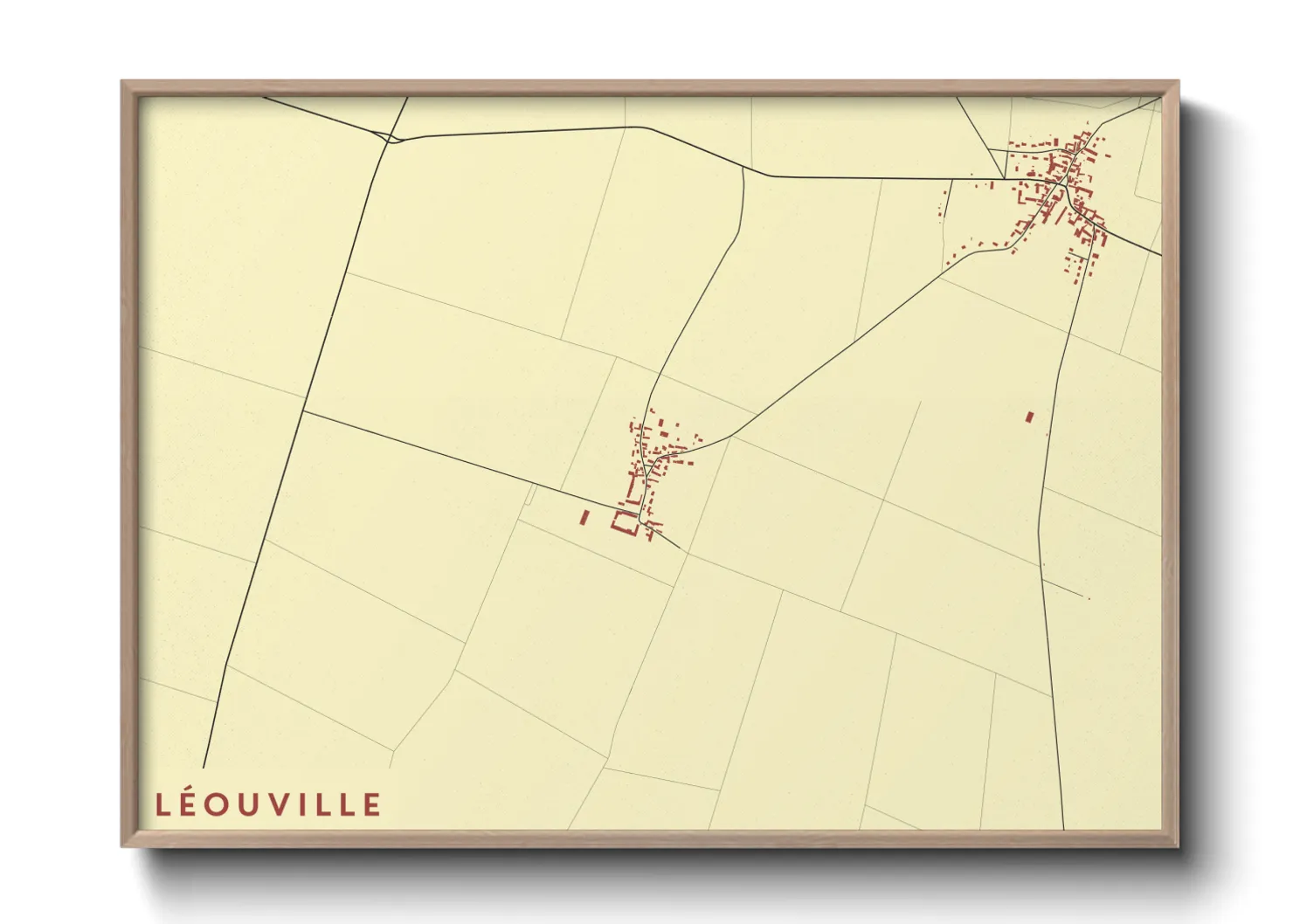 Une affiche de carte sur Léouville