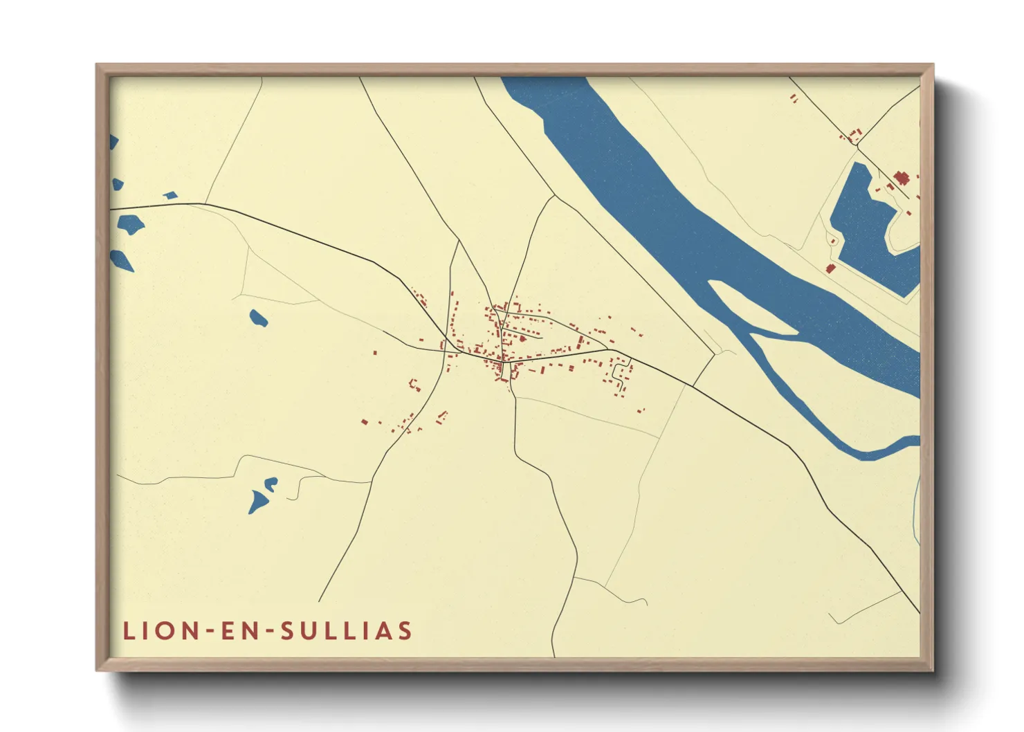 Une affiche de carte sur Lion-en-Sullias