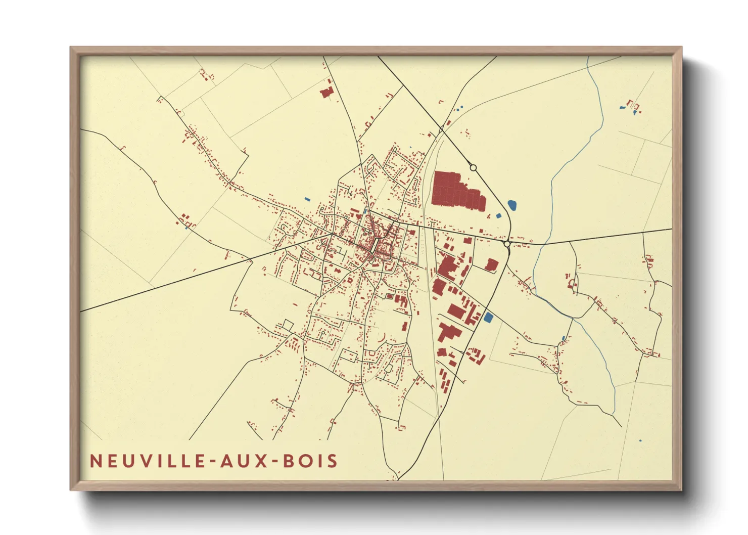Une affiche de carte sur Neuville-aux-Bois