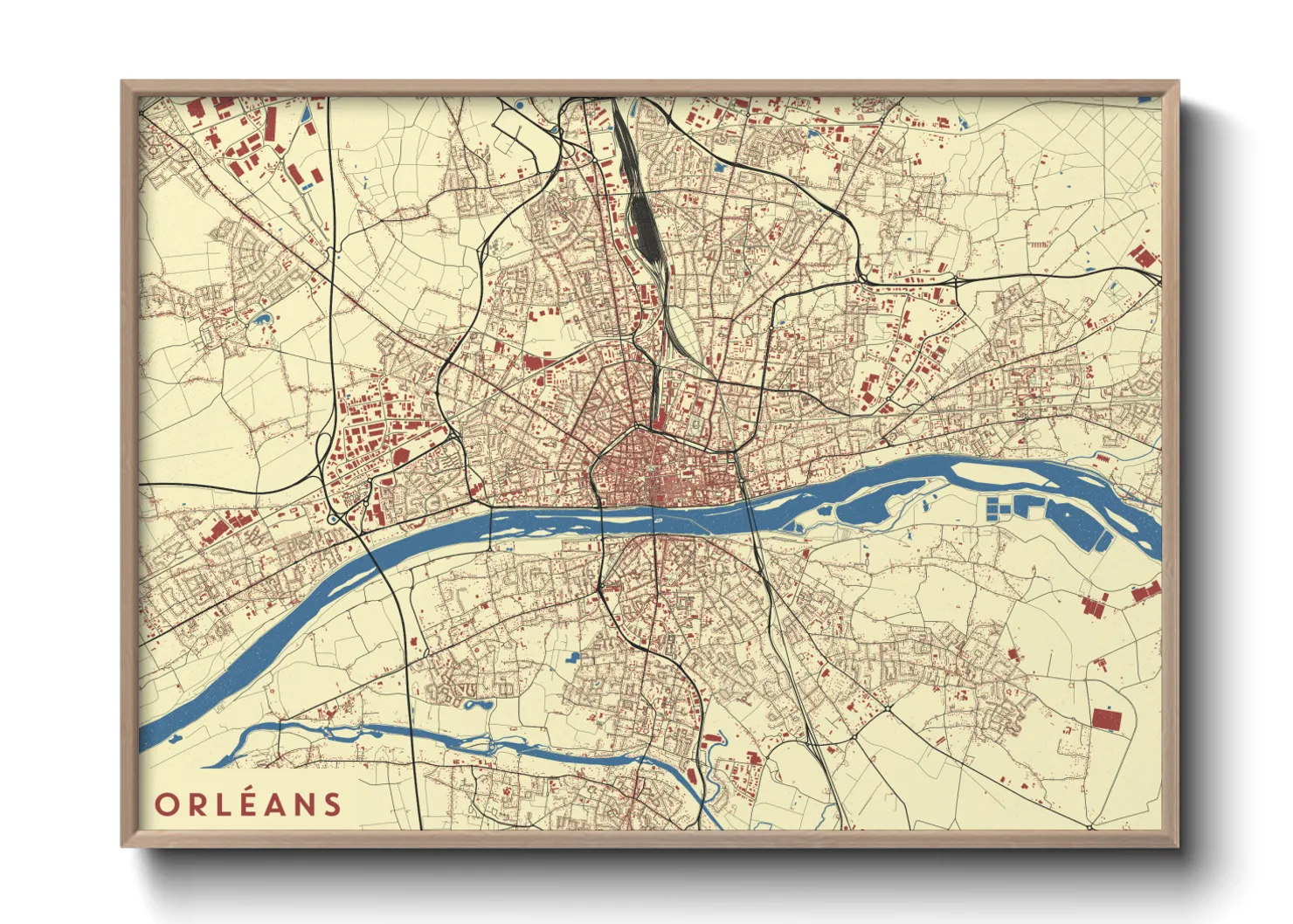 Une affiche de carte sur Orléans