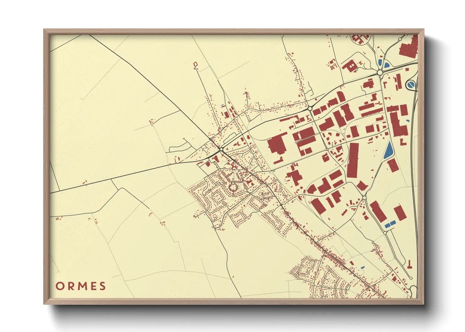 Une affiche de carte sur Ormes