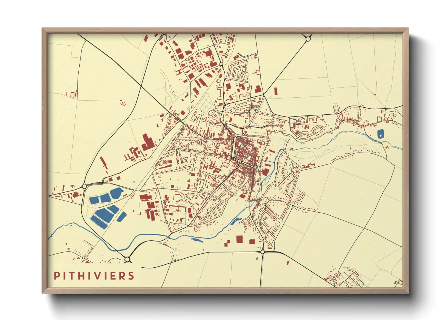 Une affiche de carte sur Pithiviers