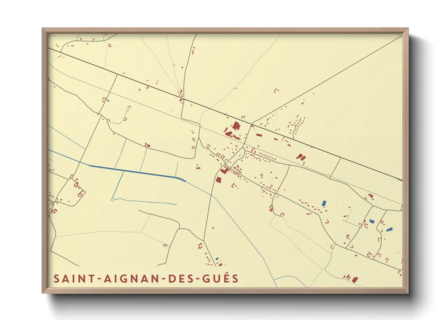 Une affiche de carte sur Saint-Aignan-des-Gués