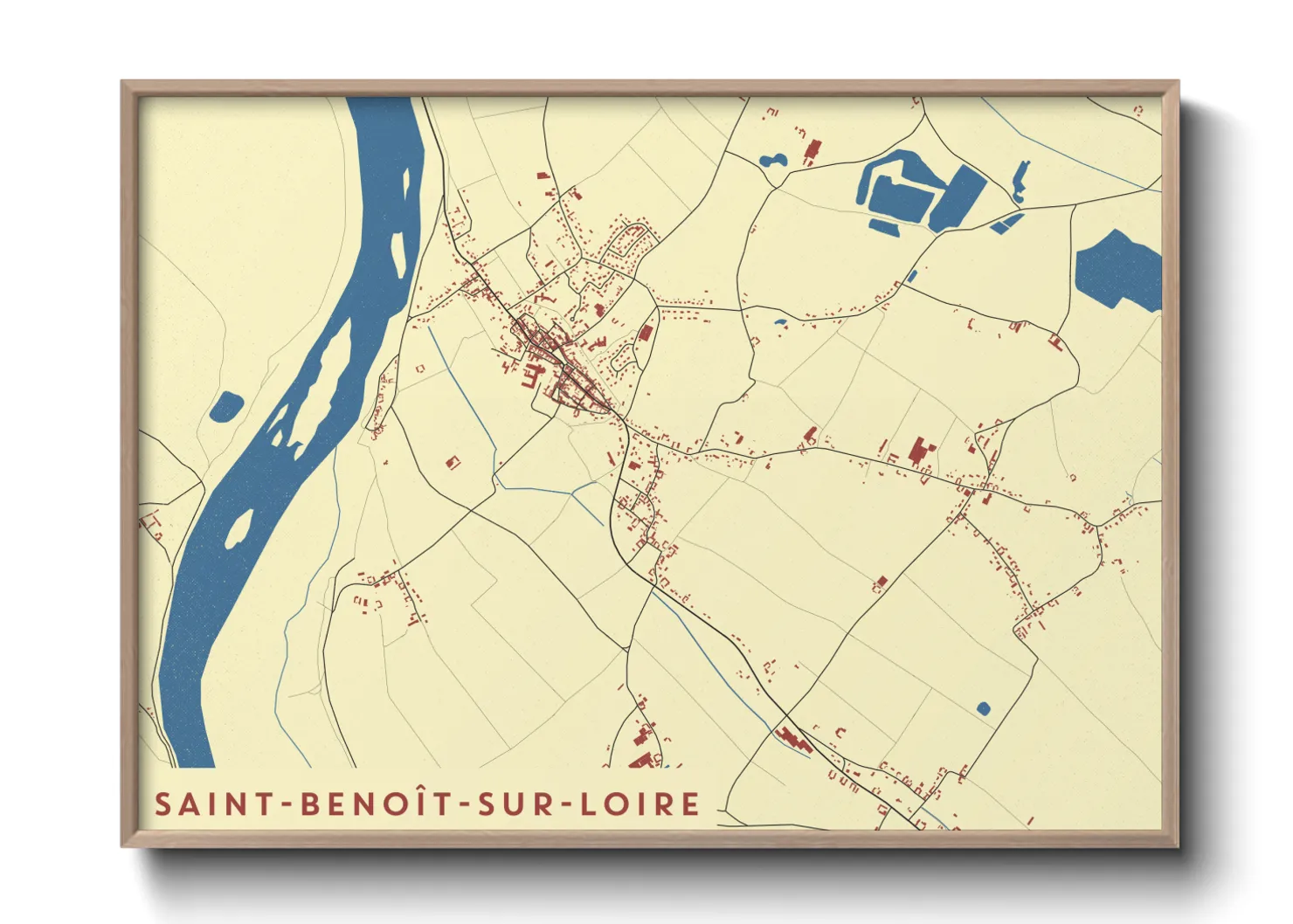 Une affiche de carte sur Saint-Benoît-sur-Loire