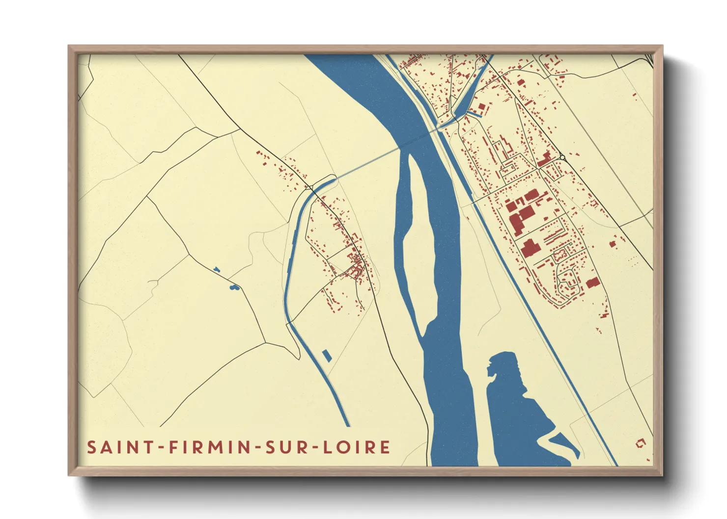 Une affiche de carte sur Saint-Firmin-sur-Loire