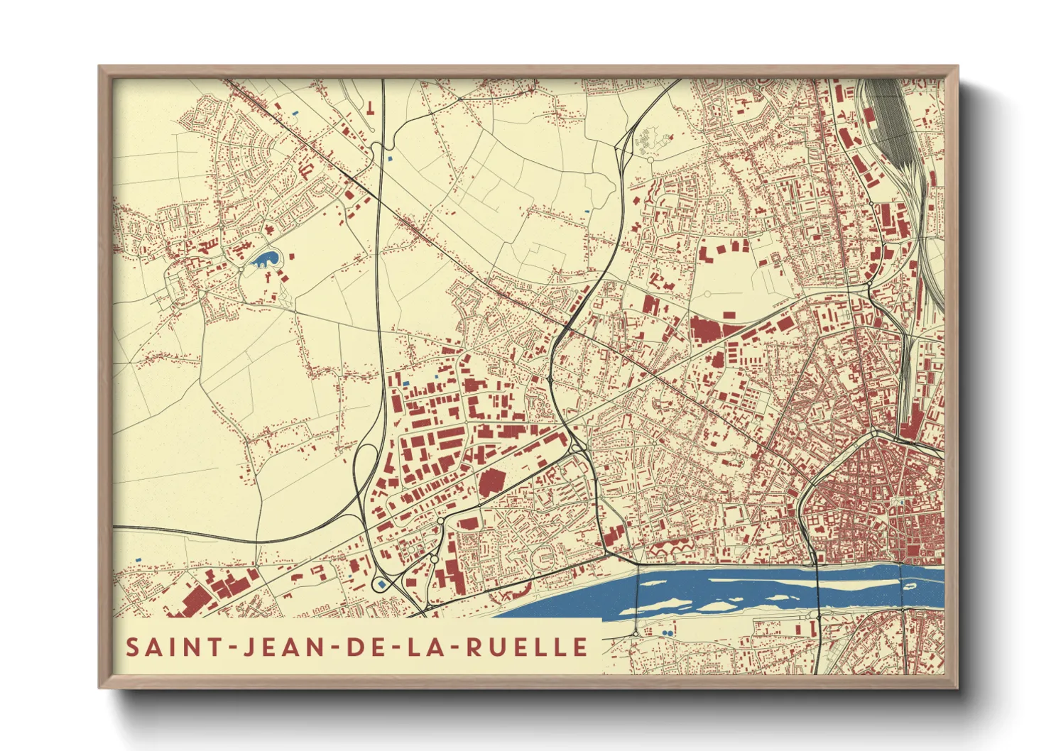 Une affiche de carte sur Saint-Jean-de-la-Ruelle