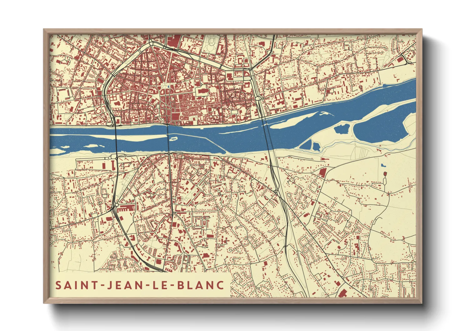Une affiche de carte sur Saint-Jean-le-Blanc