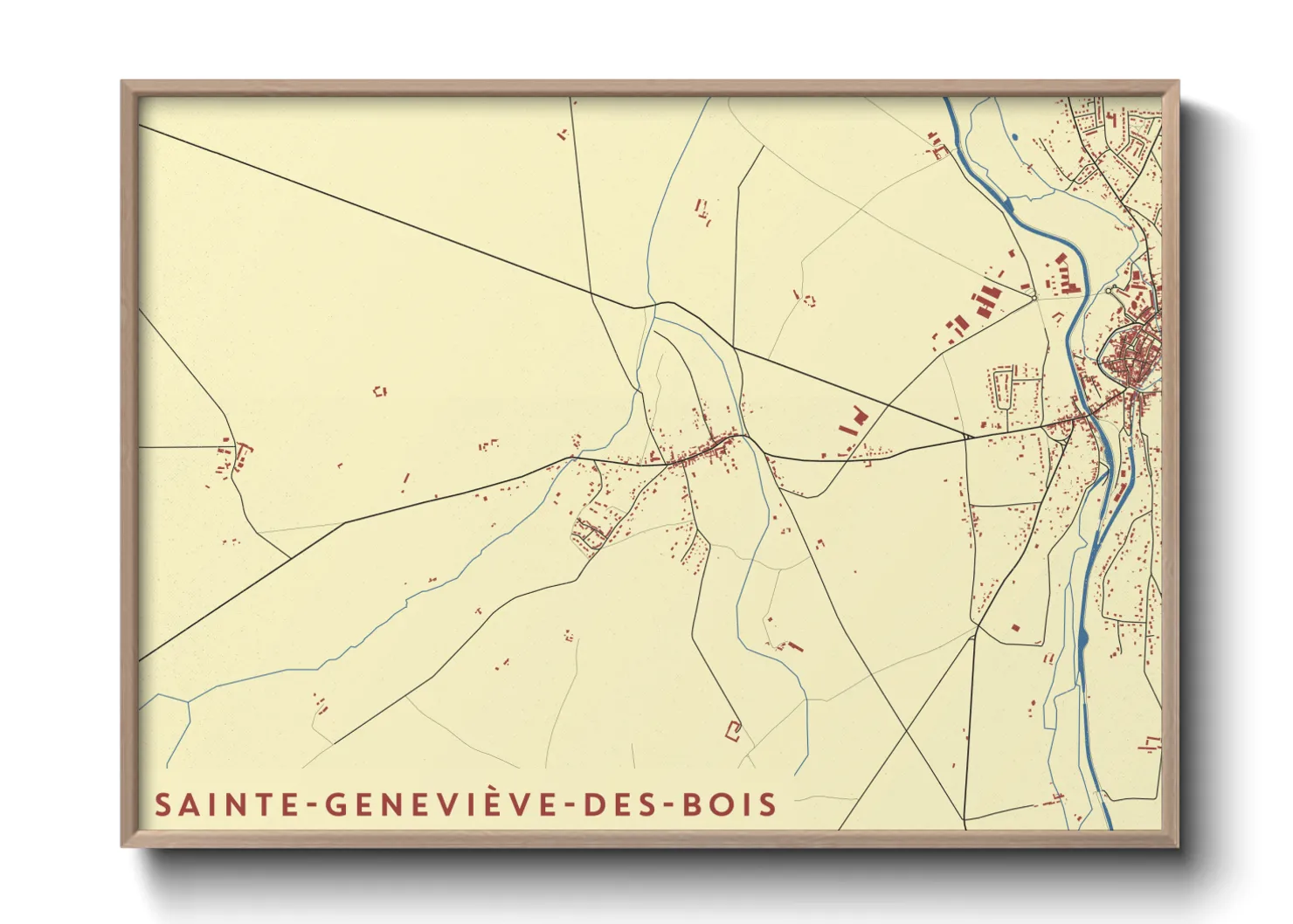 Une affiche de carte sur Sainte-Geneviève-des-Bois