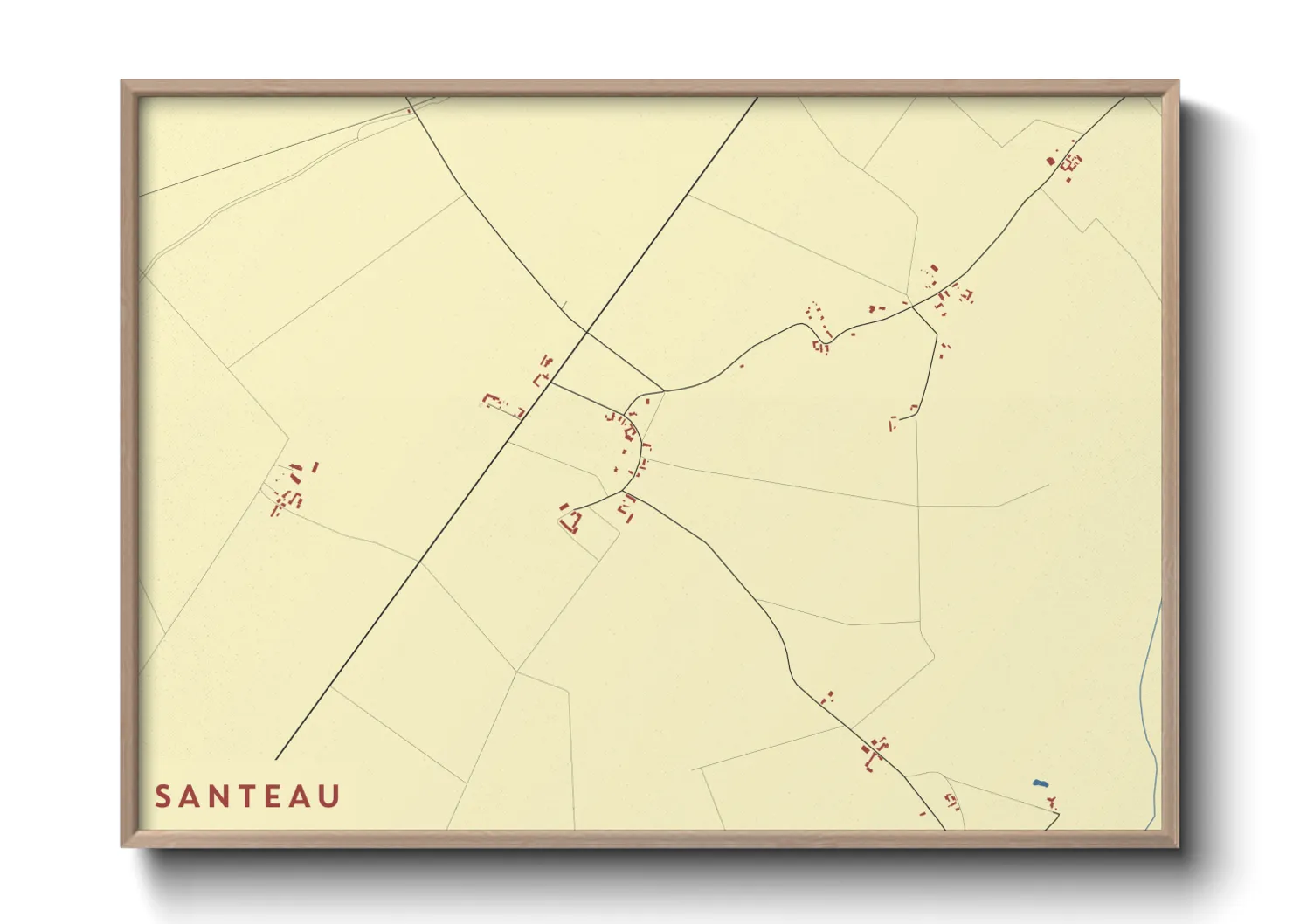 Une affiche de carte sur Santeau