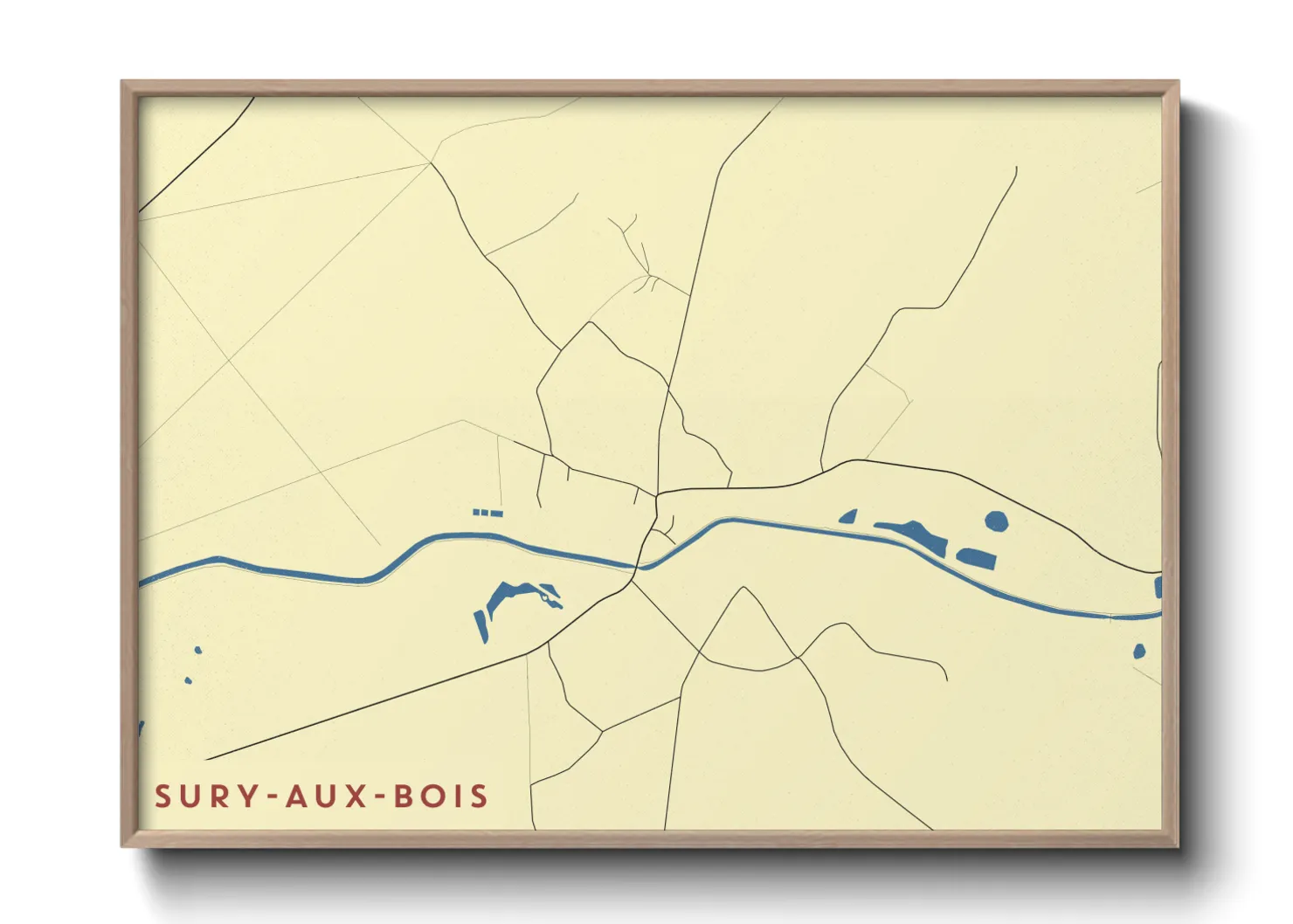 Une affiche de carte sur Sury-aux-Bois