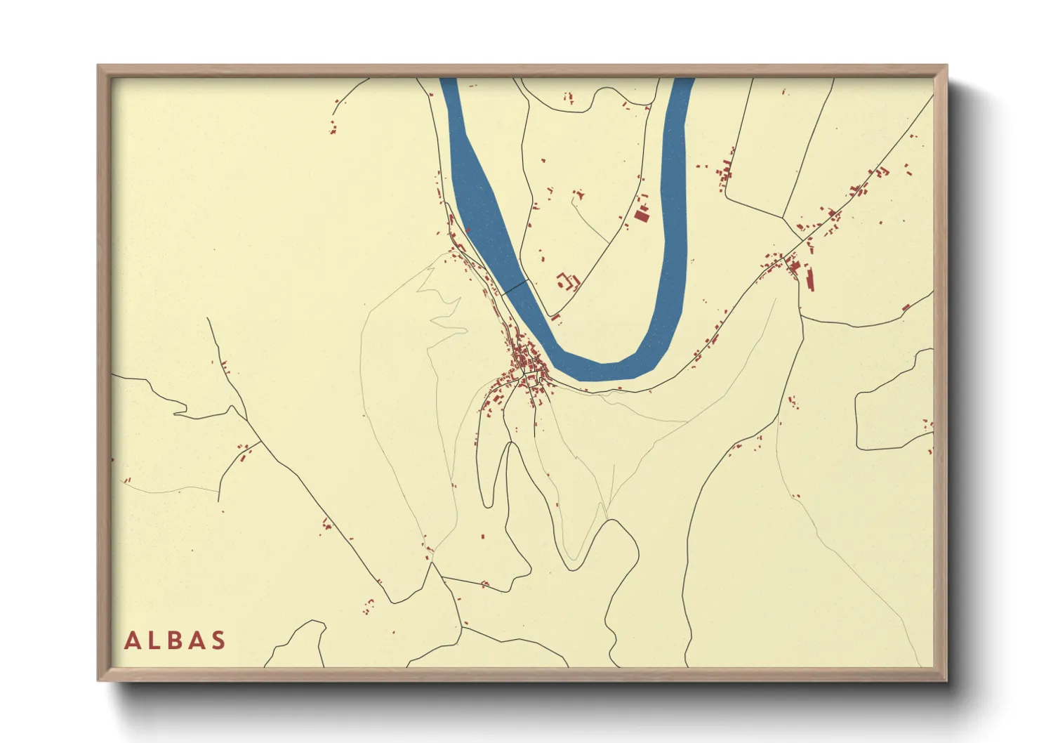 Une affiche de carte sur Albas