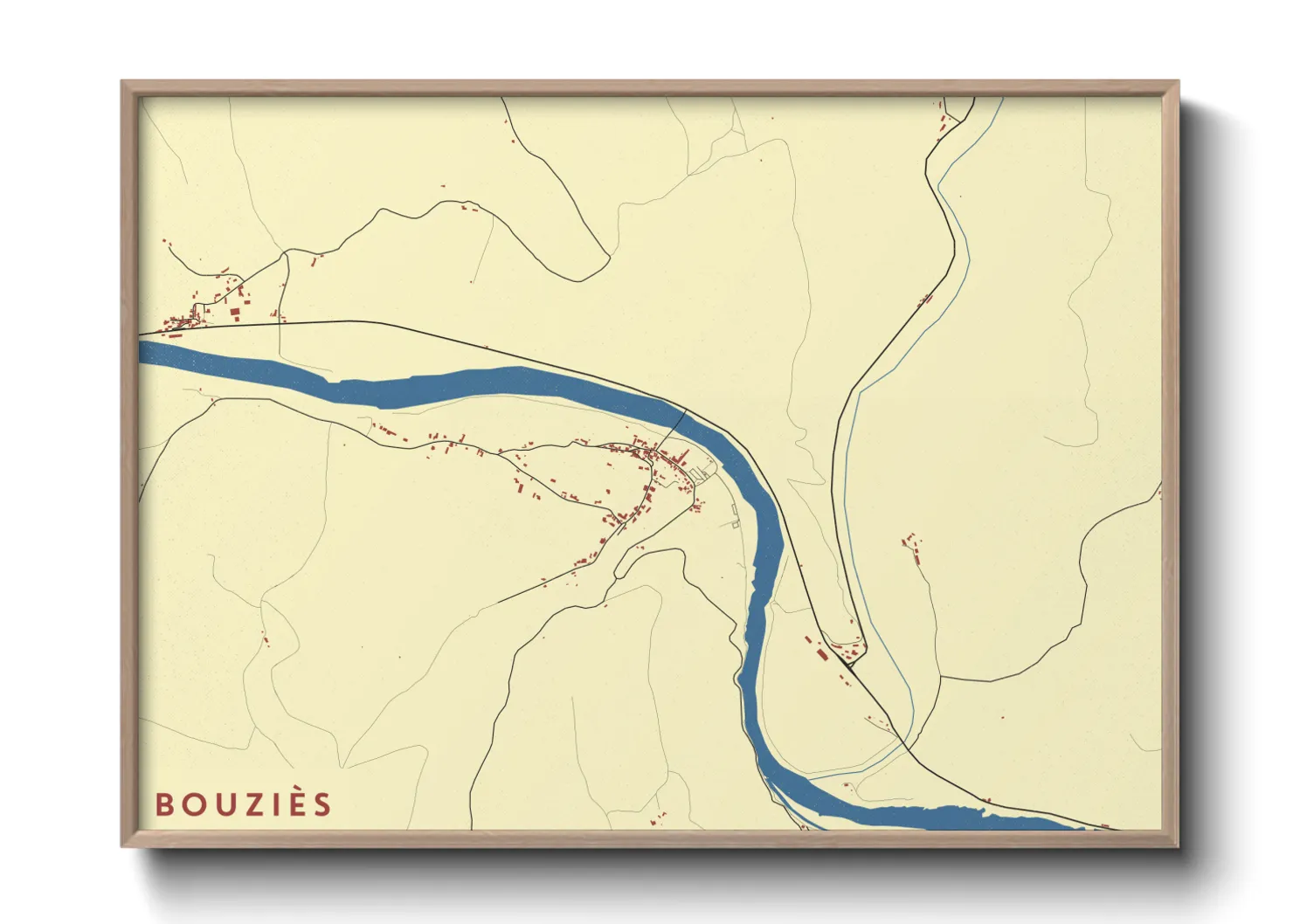 Une affiche de carte sur Bouziès