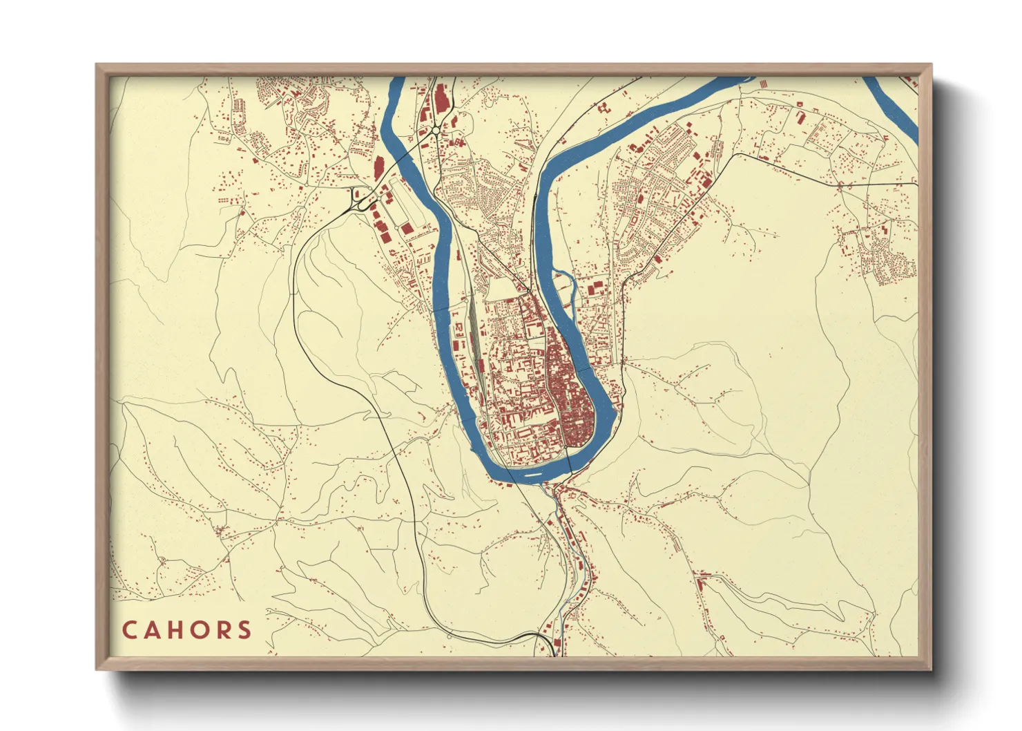 Une affiche de carte sur Cahors