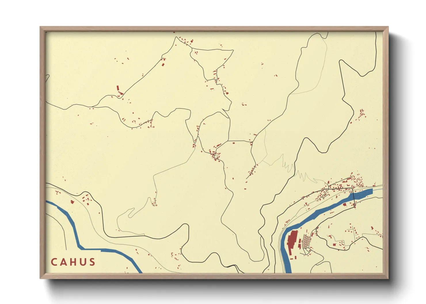 Une affiche de carte sur Cahus