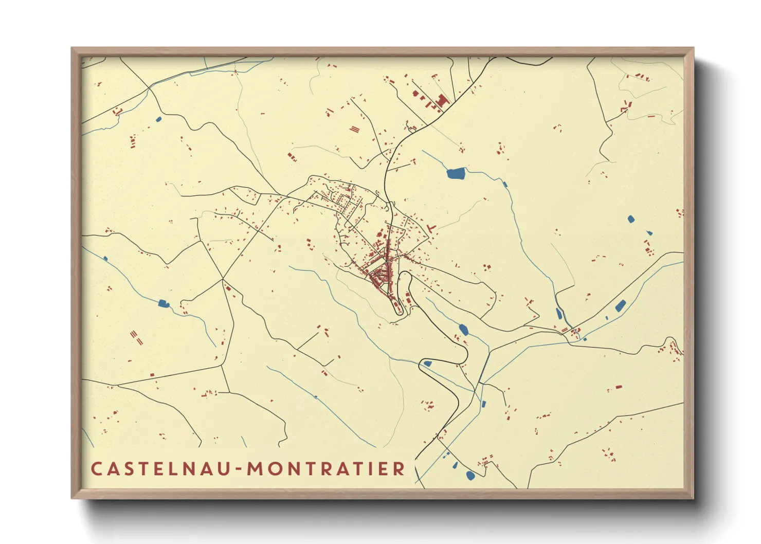 Une affiche de carte sur Castelnau-Montratier