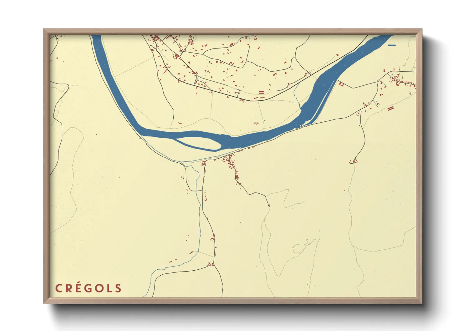 Une affiche de carte sur Crégols